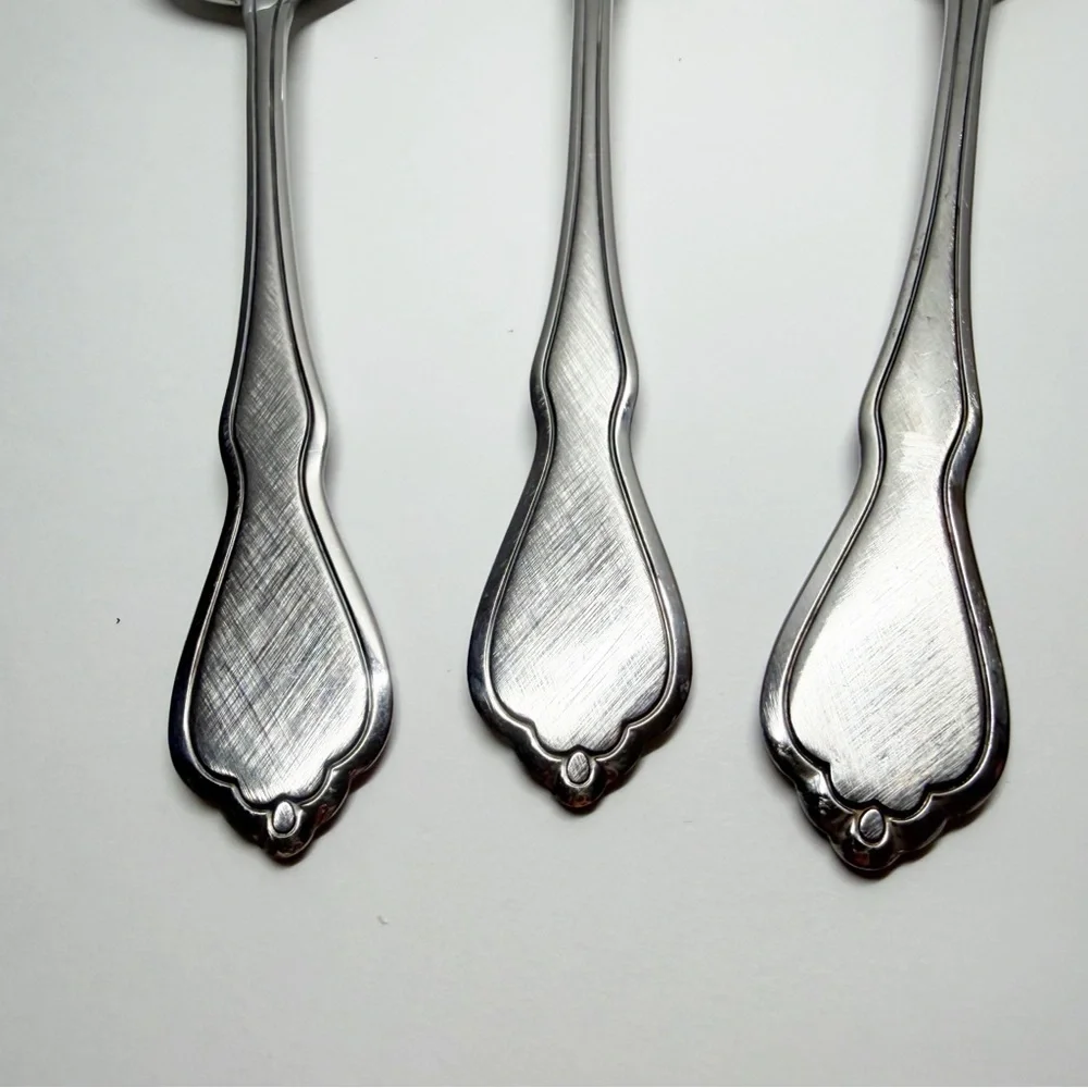 SSS Oneida Trinity Brushed Stainless Serving Spoons and Meat Fork Serveware